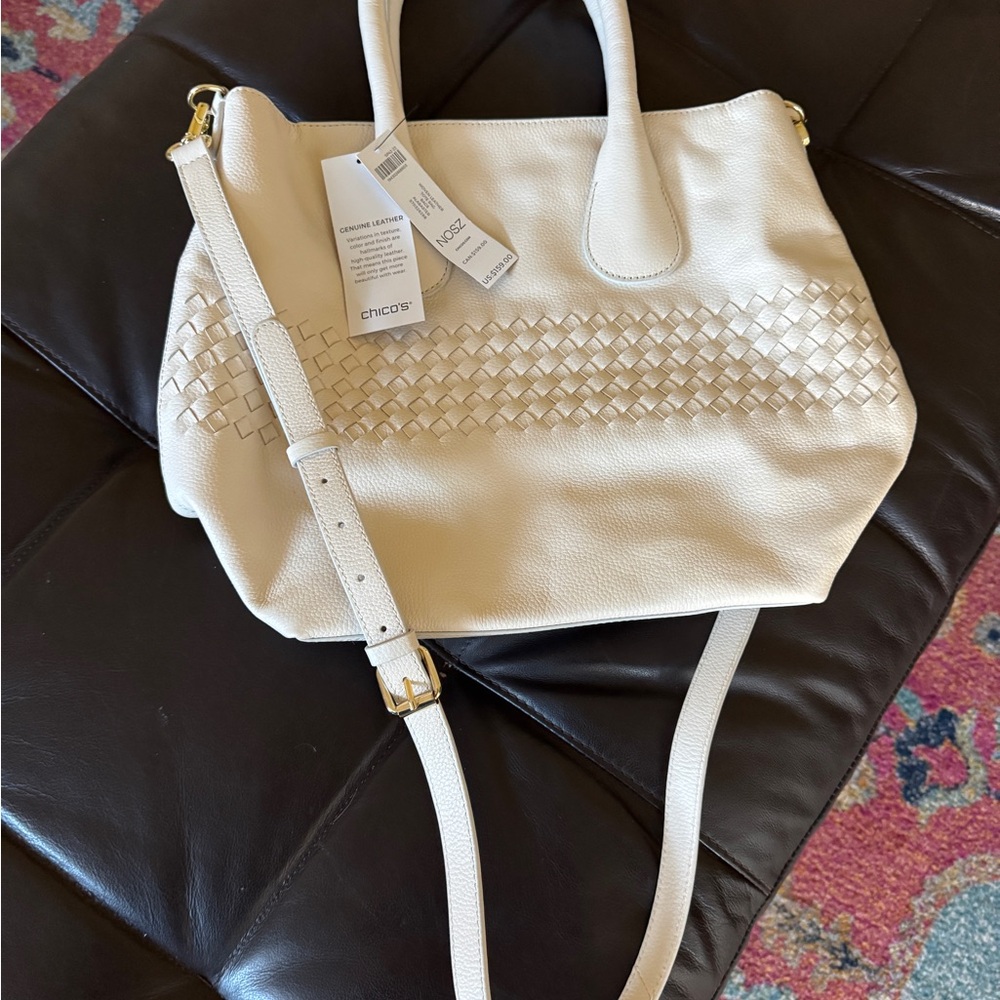 NWT Chico’s Ivory Woven Shoulder Bag